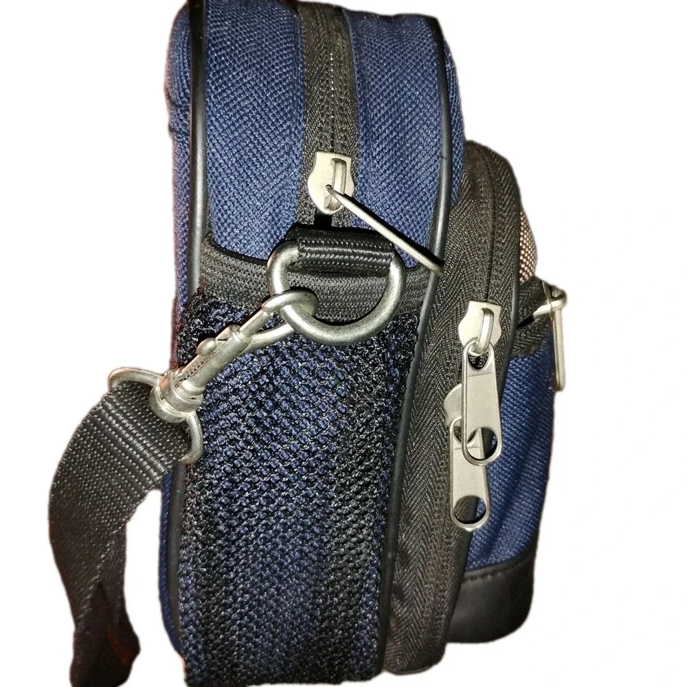 AMBICO Camera/Accessory‎ Bag Navy Blue Gray Black Strap & Belt Loop 5 Pocket Zip